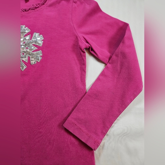 Jona Michelle Girls Pink Snowflake Long Sleeve Crewneck Top Size 7 - Picture 3 of 12
